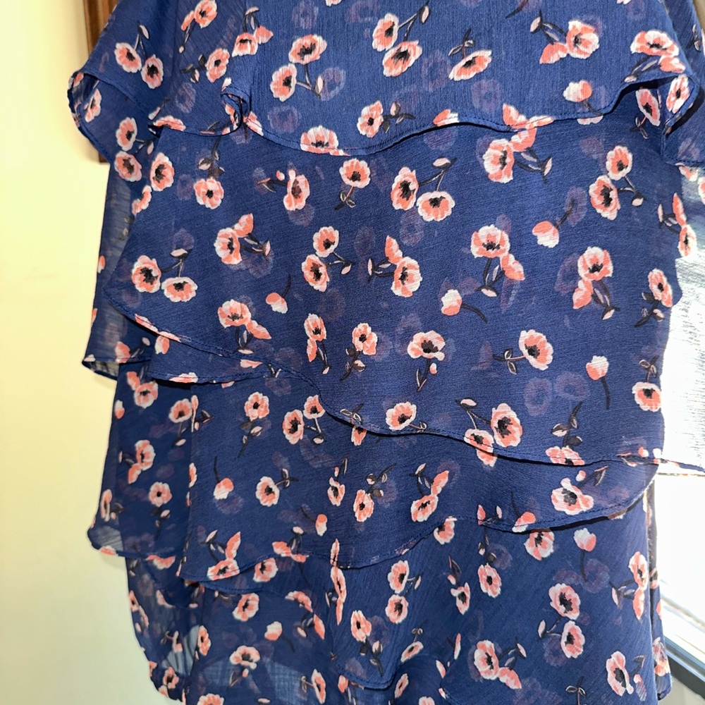 Torrid Navy Floral Ruffle Blouse - Picture 3 of 4